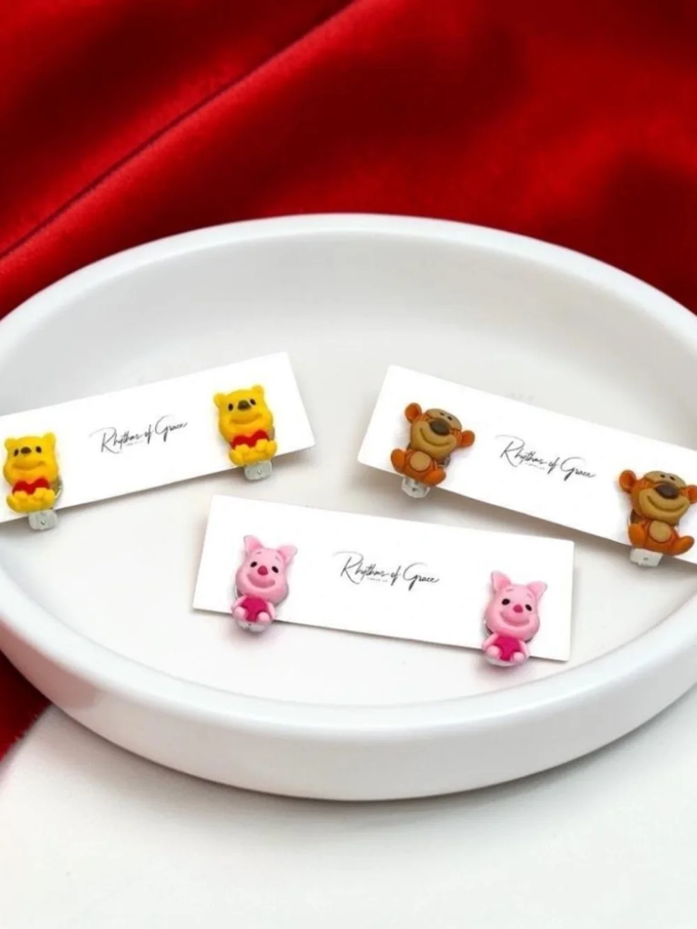 Winnie Pooh Piglet Tigger Clip-On Earring Set